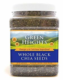 Whole Black Chia Seeds - 24 Ounce / 680 Grams Jar (48+ Servings) - Proudly Made in America - Healthy Nourishing Essentials by Green Heights 24 oz