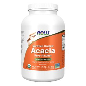 NOW Supplements, Acacia Pure Powder, Certified Organic, Highly Soluble, Mixes Easily, Intestinal Health*, 12-Ounce