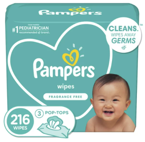 Pampers Baby Wipes;  Fragrance Free;  216 Count
