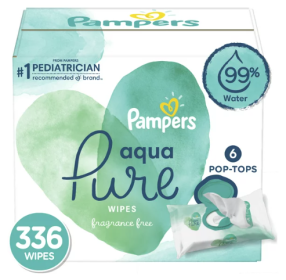 Pampers Aqua Pure Sensitive Baby Wipes 6X Pop-Top 336 Count