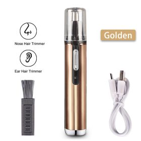 1PC Electric Nose Hair Trimmer USB Rechargeable Ear Nose Hair Trimmer Shaver Razor For Men Hair Removal (Items: Nose Hair Trimmer, Color: Golden)