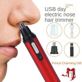 1PC Electric Nose Hair Trimmer USB Rechargeable Ear Nose Hair Trimmer Shaver Razor For Men Hair Removal (Items: Nose Hair Trimmer, Color: Red)