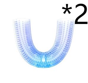 360 Degrees Intelligent Automatic Electric  Toothbrush Waterproof U Type Tooth Brush Whitening Blue Light USB Charging (Option: 2pcs Head)